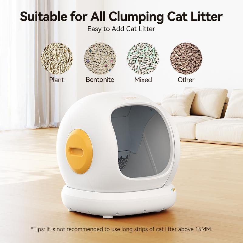 Meowant SC02 75L Extra Large Self-Cleaning Cat Litter Box with APP Control, Safety Protection, Odor Removal, and Included Mat & Liner for Multiple Cats